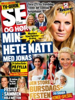Portada de la revista «Se og Hør» noruega con el titular que dice: «Mi noche caliente con Jonas» (Foto: Portada)