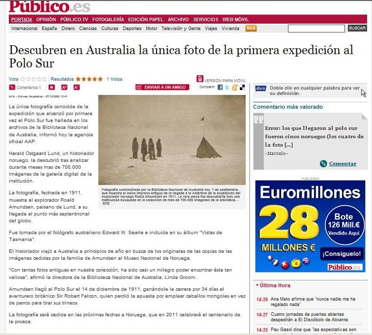 Captura de pantalla de la web del diario Público.
