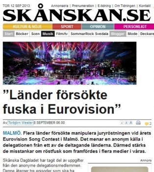 Captura del reportaje publicado por Skånska Dagbladet sobre Eurovisión 2013 en Malmö (Suecia) (Foto: Captura)