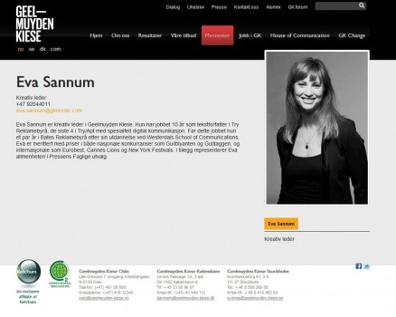 Eva Sannum es la nueva directora de creatividad de la empresa Geelmuyden Kiese. (Foto: captura web) - Pulsar para ampliar -