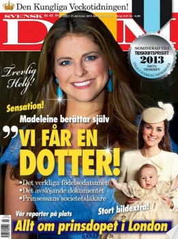 El bebé será una niña. Así lo adelantó la revista Svensk Damtidning el pasado 30 de octubre. (Foto: Captura)