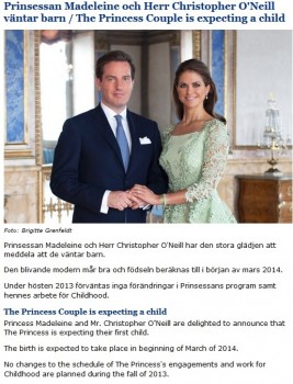 Comunicado oficial del embarazo de la princesa publicado por la Casa Real. (Foto: captura de pantalla)
