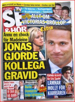 Portada de la revista sueca «Se & Hör» : Jonas ha dejado embarazada a una colega. (Foto: captura) - PULSAR PARA AMPLIAR -