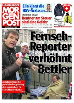 El titular de la portada del «Hamburger Morgen Post» lo dice todo: «Reportero de televisión desprecia a mendigo» (Foto: captura)