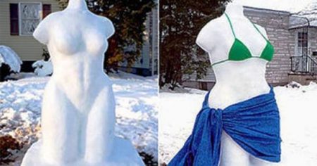 Si haces una escultura de nieve en tu jardín, cuidado con ofender a tu vecino. (Foto: Elisa Gonzales) PULSAR PARA AMPLIAR